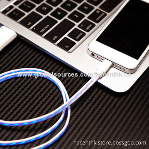 EL Visible LED Light Cable for iPhone 5/5s, Flowing of Flash USB Lighting Cable